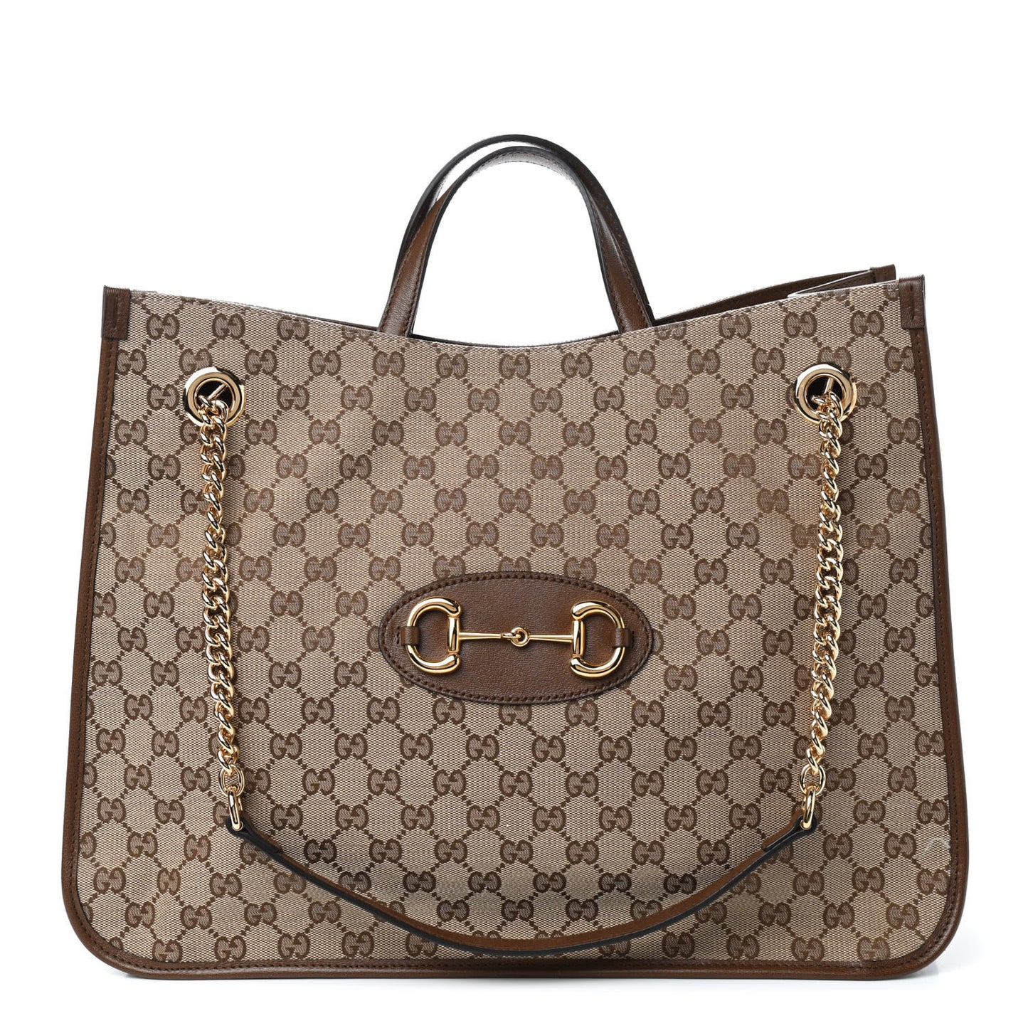 Monogram Calfskin Large Horsebit 1955 Tote Bag Beige Brown Sugar