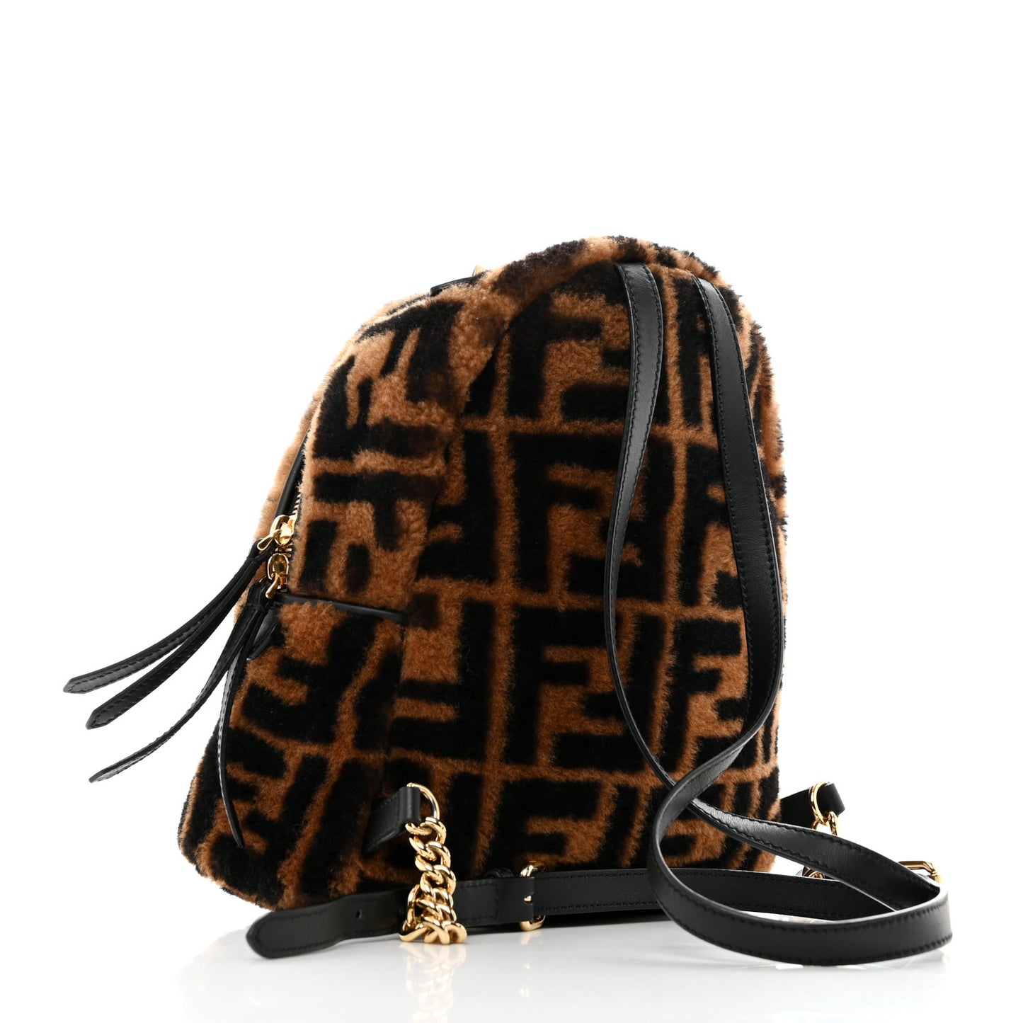 Shearling Macro FF 1974 Mini Backpack Tobacco Black