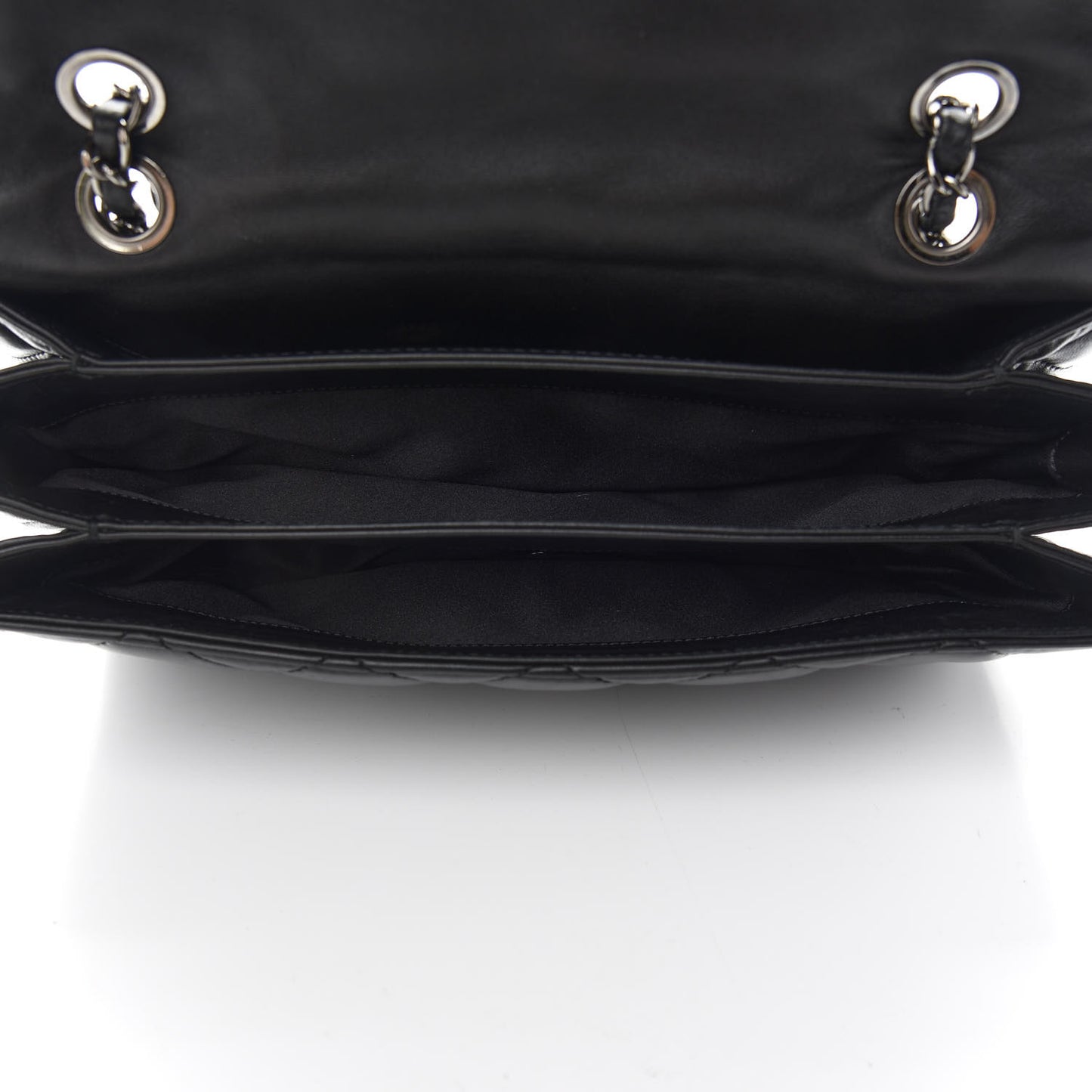 Lambskin Quilted Jumbo 3 Flap Black