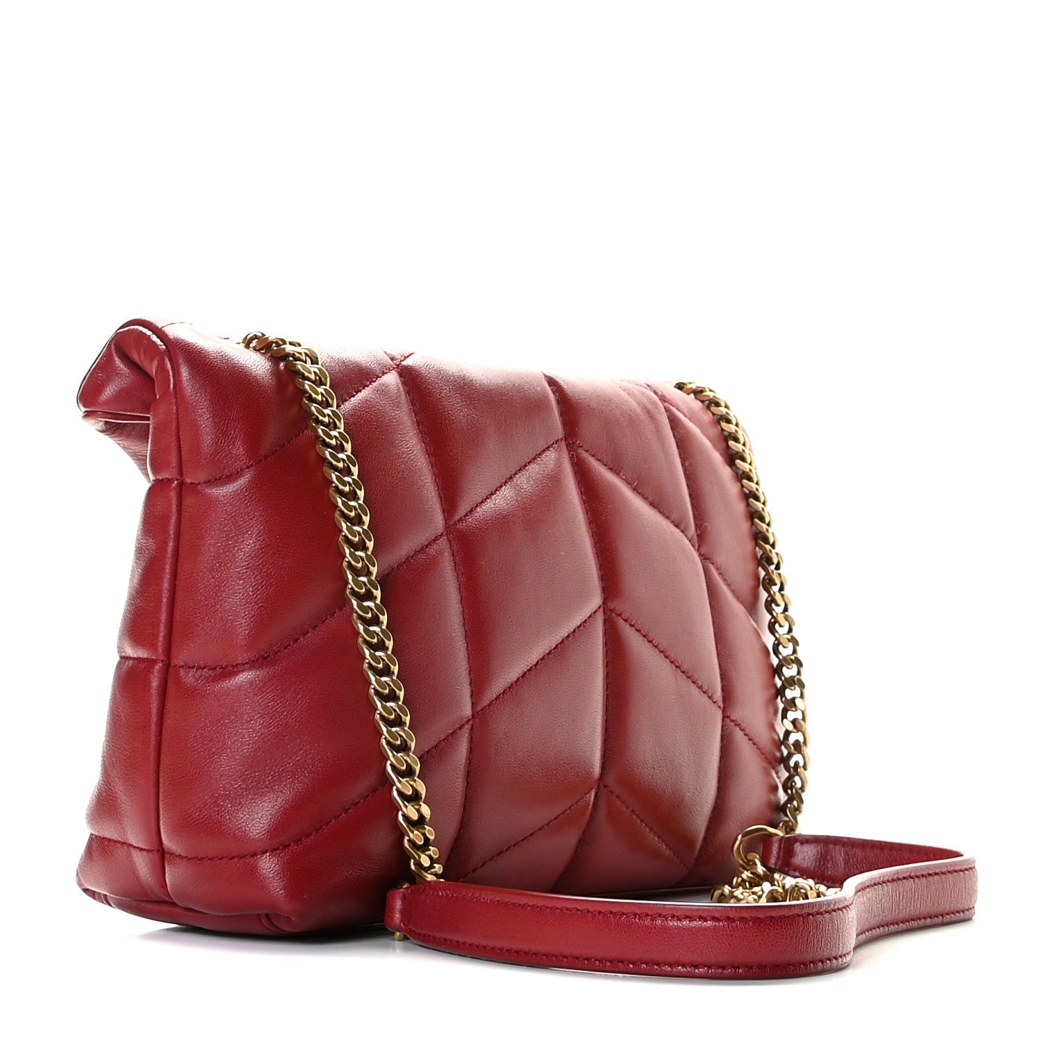 Saint Laurent Lambskin Quilted Toy Loulou Puffer Monogram Chain Satchel Red 2 of 10