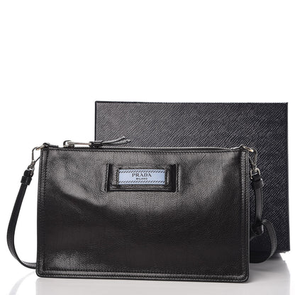 Prada Glace Calf Etiquette Clutch Black Astrale 10 of 10