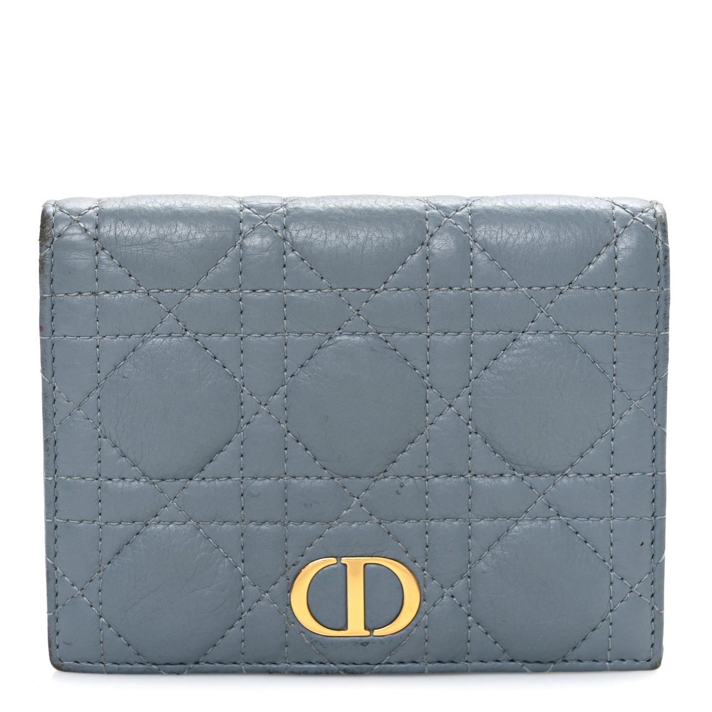 Supple Calfskin Cannage Caro Slim Wallet Cloud Blue