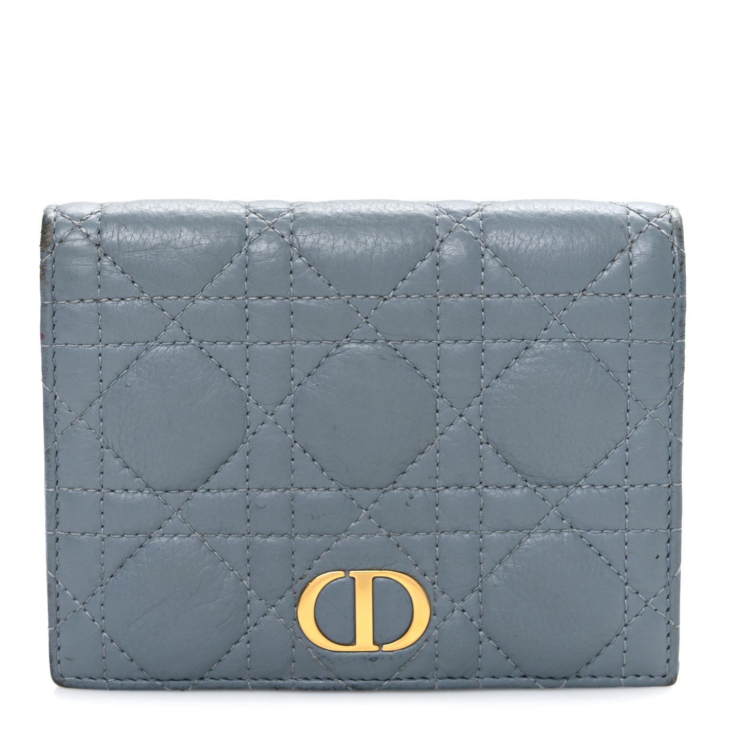 Christian Dior Supple Calfskin Cannage Caro Slim Wallet Cloud Blue 1 of 7