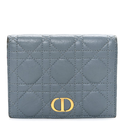 Christian Dior Supple Calfskin Cannage Caro Slim Wallet Cloud Blue 1 of 7