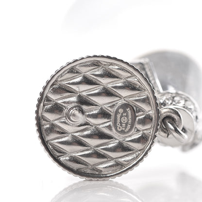 Chanel Resin Crystal CC Drop Earrings Silver 4 of 5