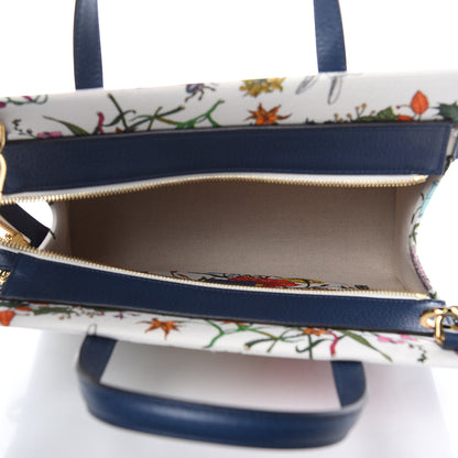 Gucci Canvas Medium Flora Tote White Multicolor Blue Agata 5 of 9