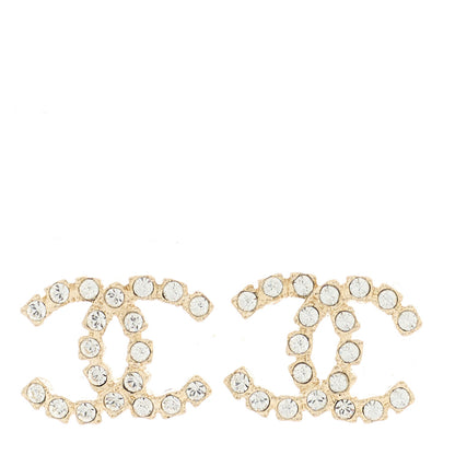Chanel Crystal Coco's Pearls CC Earrings Light Gold 1 of 5