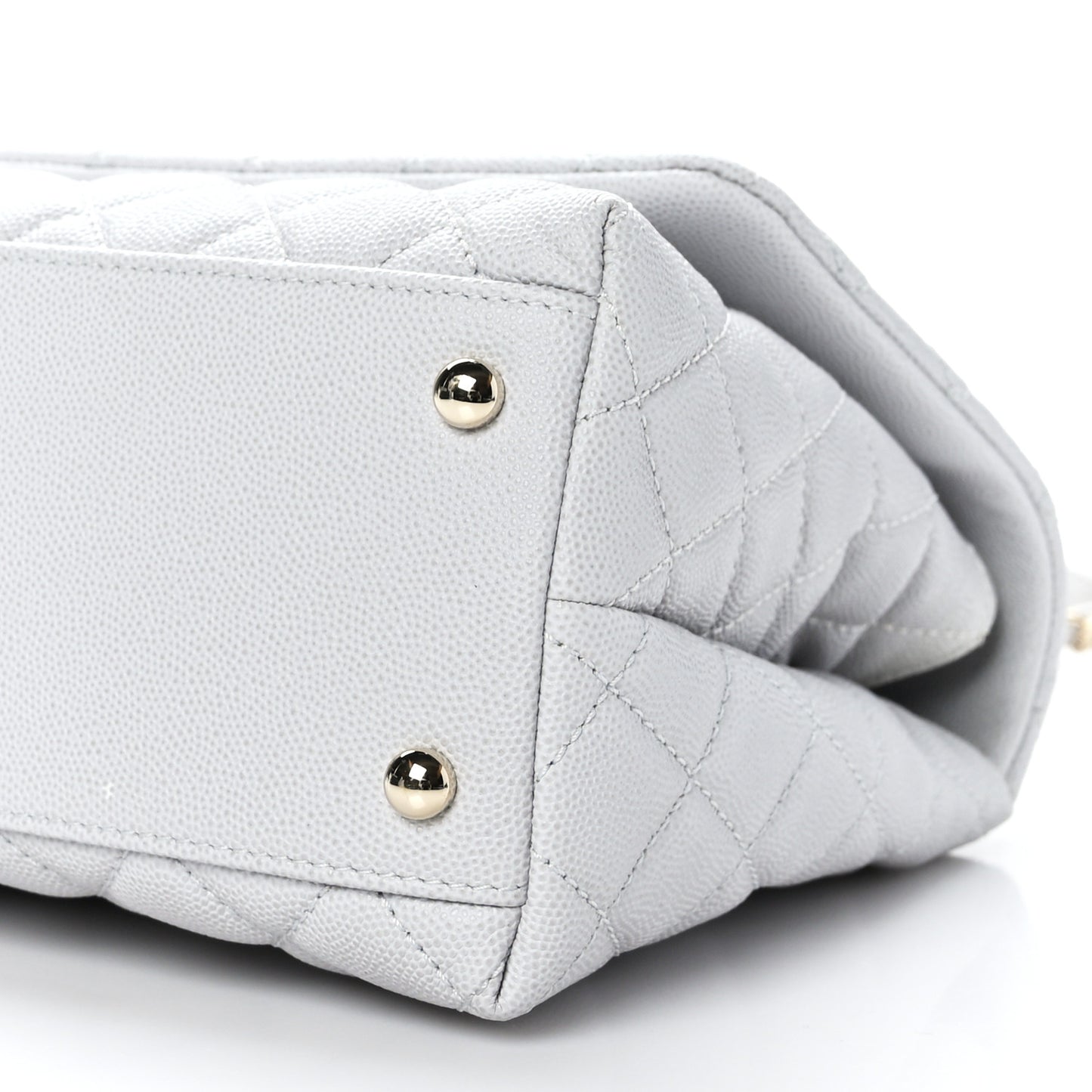 Caviar Quilted Small Coco Handle Flap Light Grey