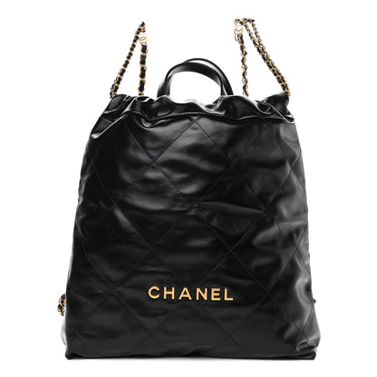 Chanel Shiny Calfskin Quilted Chanel 22 Backpack Black 1 of 10