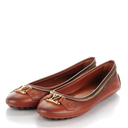 Louis Vuitton Calfskin Zip Oxford Ballerina Flats 38 Cognac 3 of 8