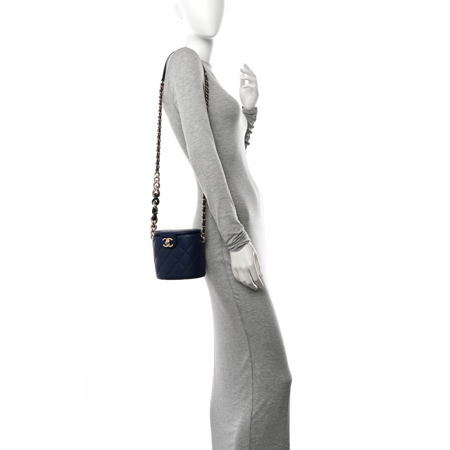 Lambskin Resin Elegant Chain Vanity Case Blue