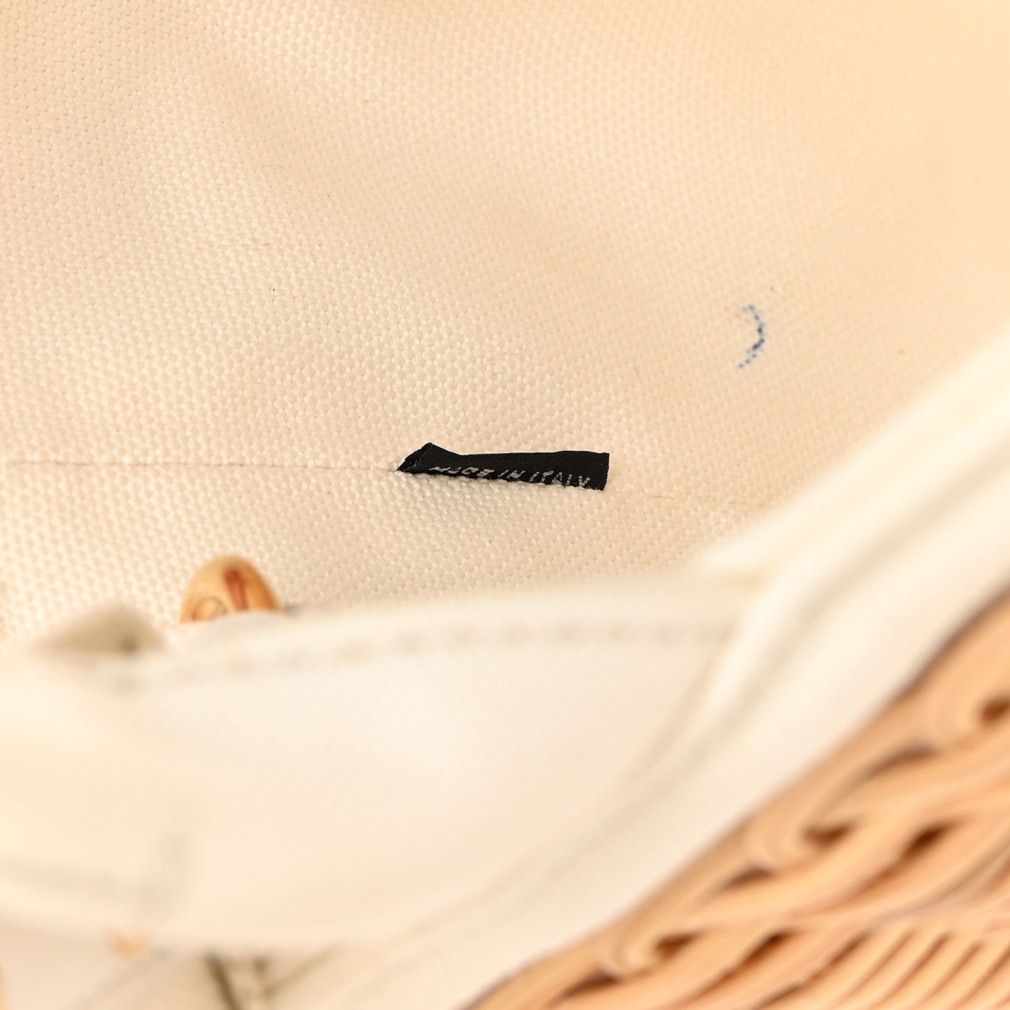 Canvas Wicker Shoulder Bag White Tan