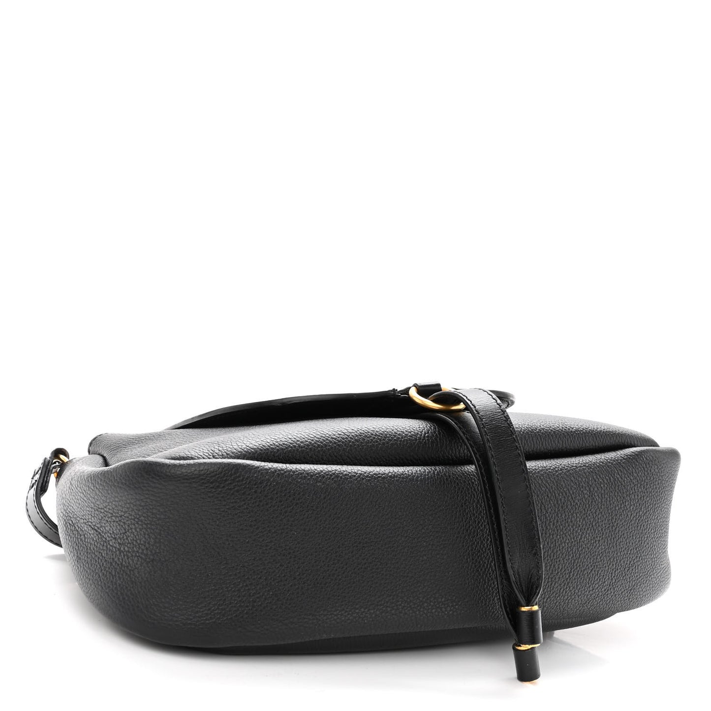 Shiny Grained Calfskin Marcie Clutch Black