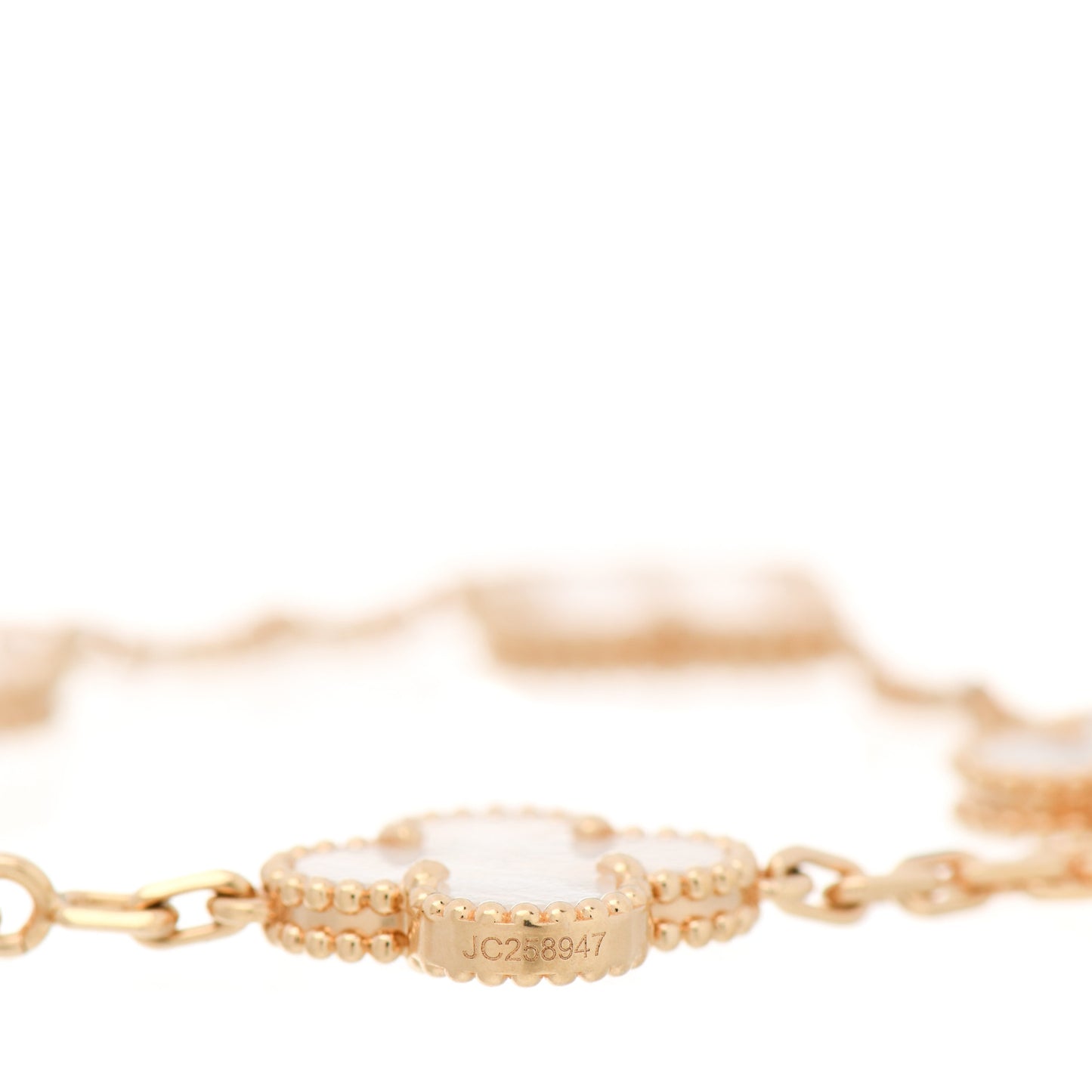18K Yellow Gold Mother of Pearl 5 Motifs Vintage Alhambra Bracelet