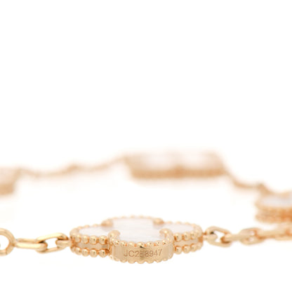 Van Cleef & Arpels 18K Yellow Gold Mother of Pearl 5 Motifs Vintage Alhambra Bracelet 4 of 7