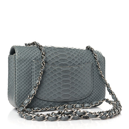 Chanel Snakeskin Mini Rectangular Flap Blue 3 of 9