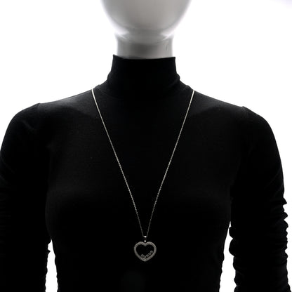 Chopard 18K White Gold Happy Diamonds Icons Paved Heart Pendant Necklace 2 of 5