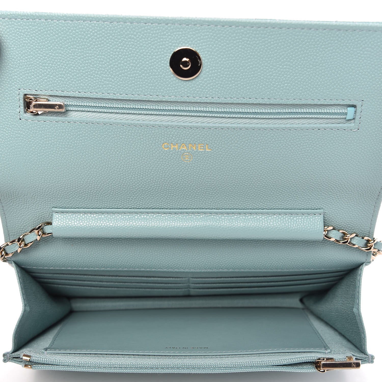 Chanel Caviar Quilted Wallet On Chain WOC Light Blue 5 of 12