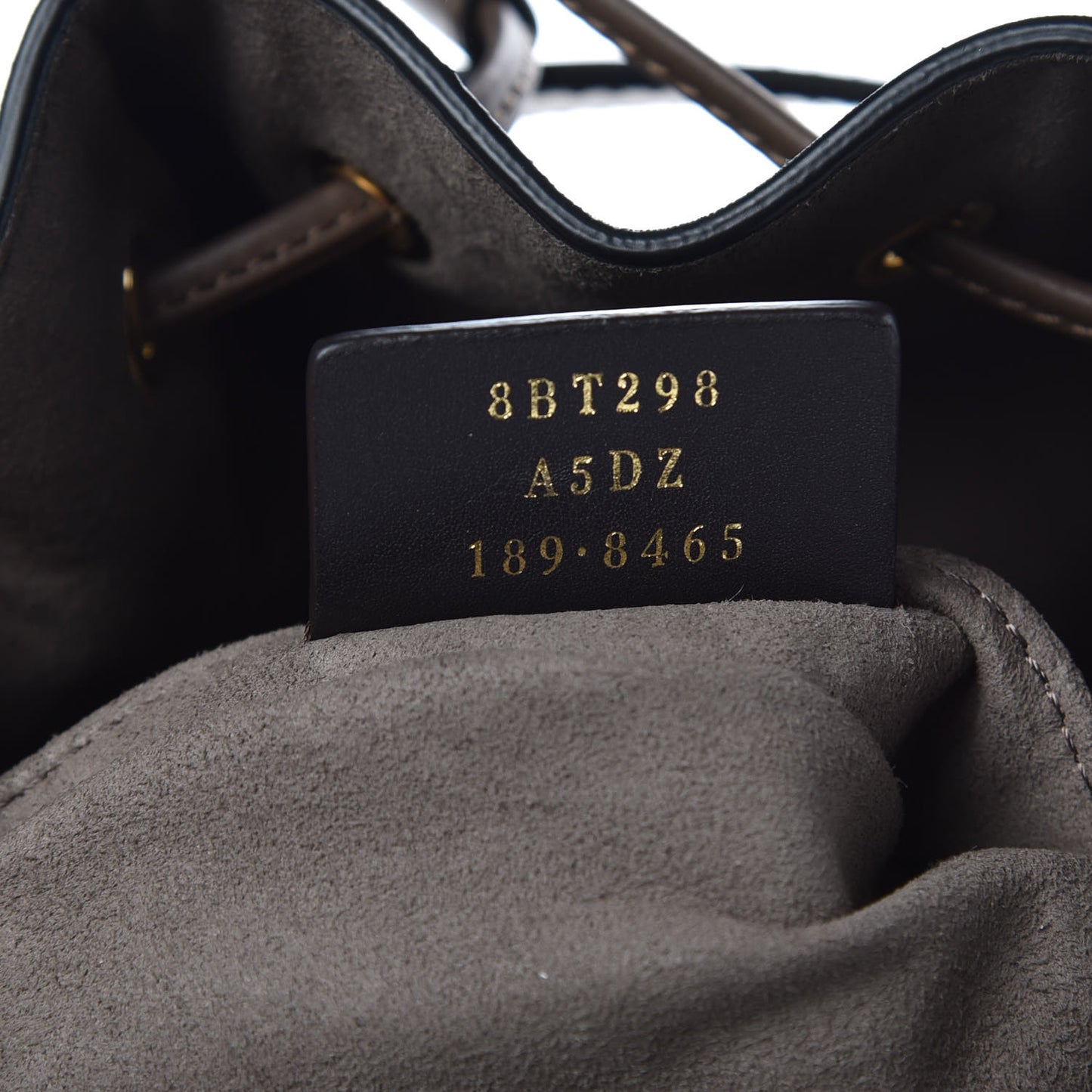 Vitello Century Matte F is Fendi Stamp Patch Bi-Color Grande Mon Tresor Bucket Bag Black Maya Fragola