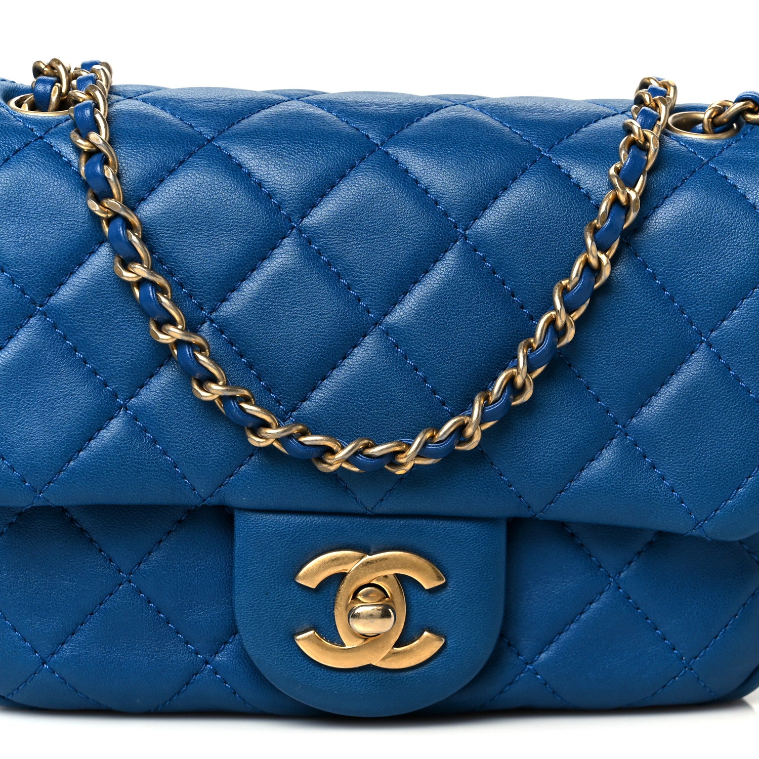 Chanel Lambskin Quilted Mini Pearl Crush Flap Blue 9 of 11