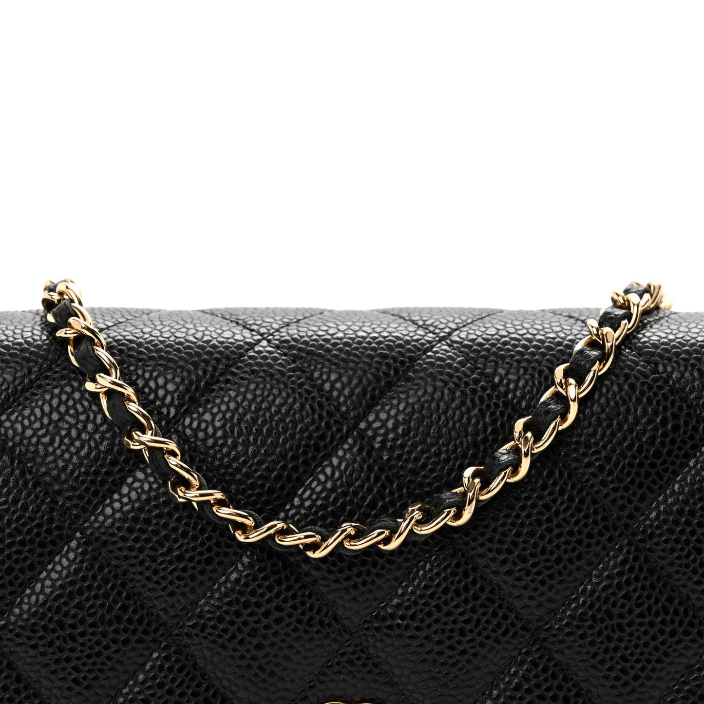 Caviar Quilted Wallet on Chain WOC Black