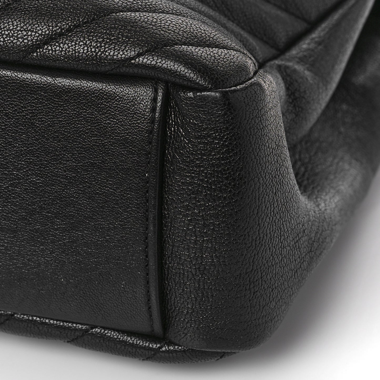 Sheepskin Matelasse Chevron Monogram Large College Satchel Black