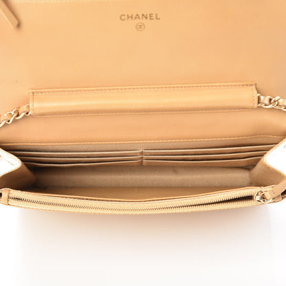 Chanel Metallic Patent Quilted Wallet On Chain WOC Gold 6 of 8