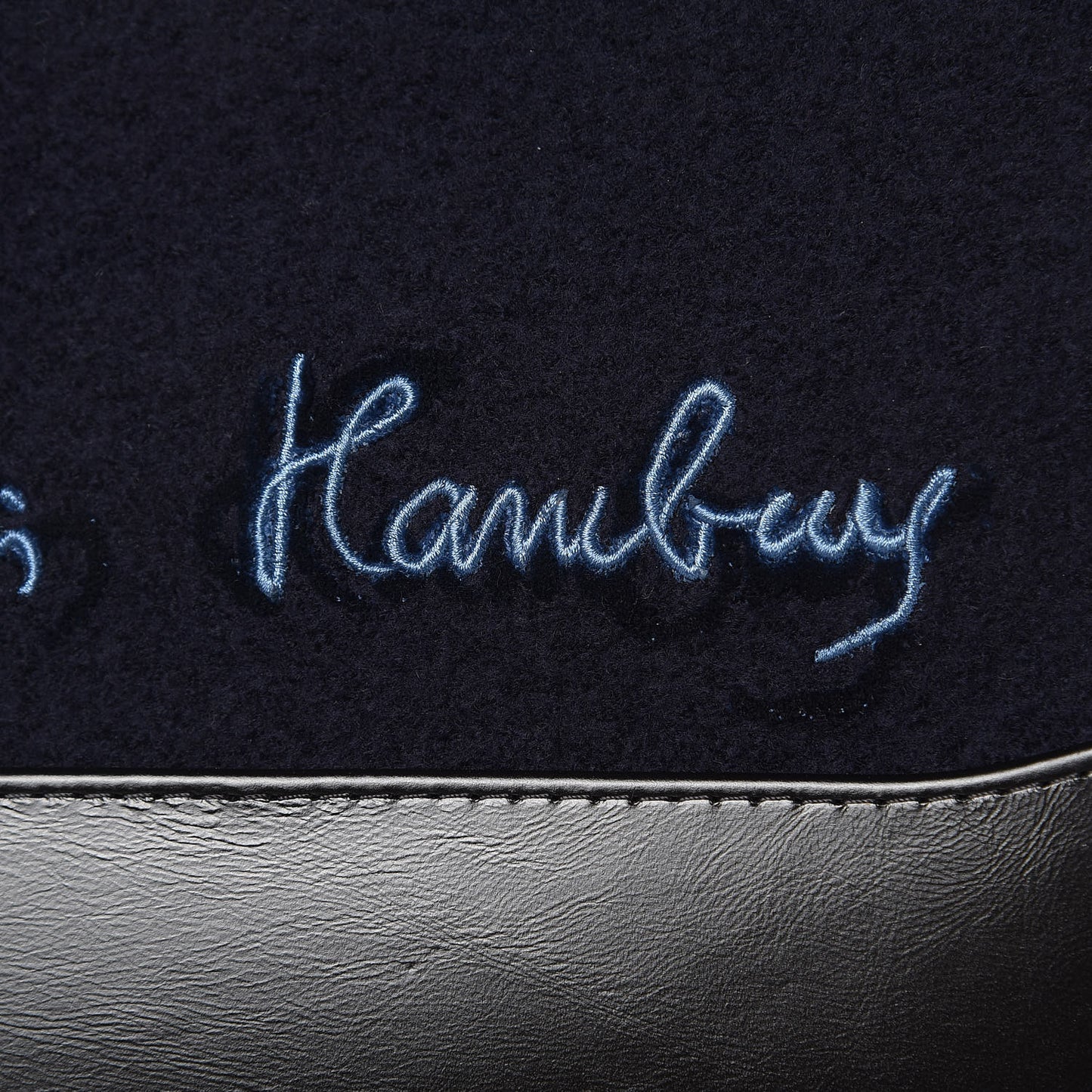 Wool Embroidered Medium Gabrielle Hobo Dark Navy Blue