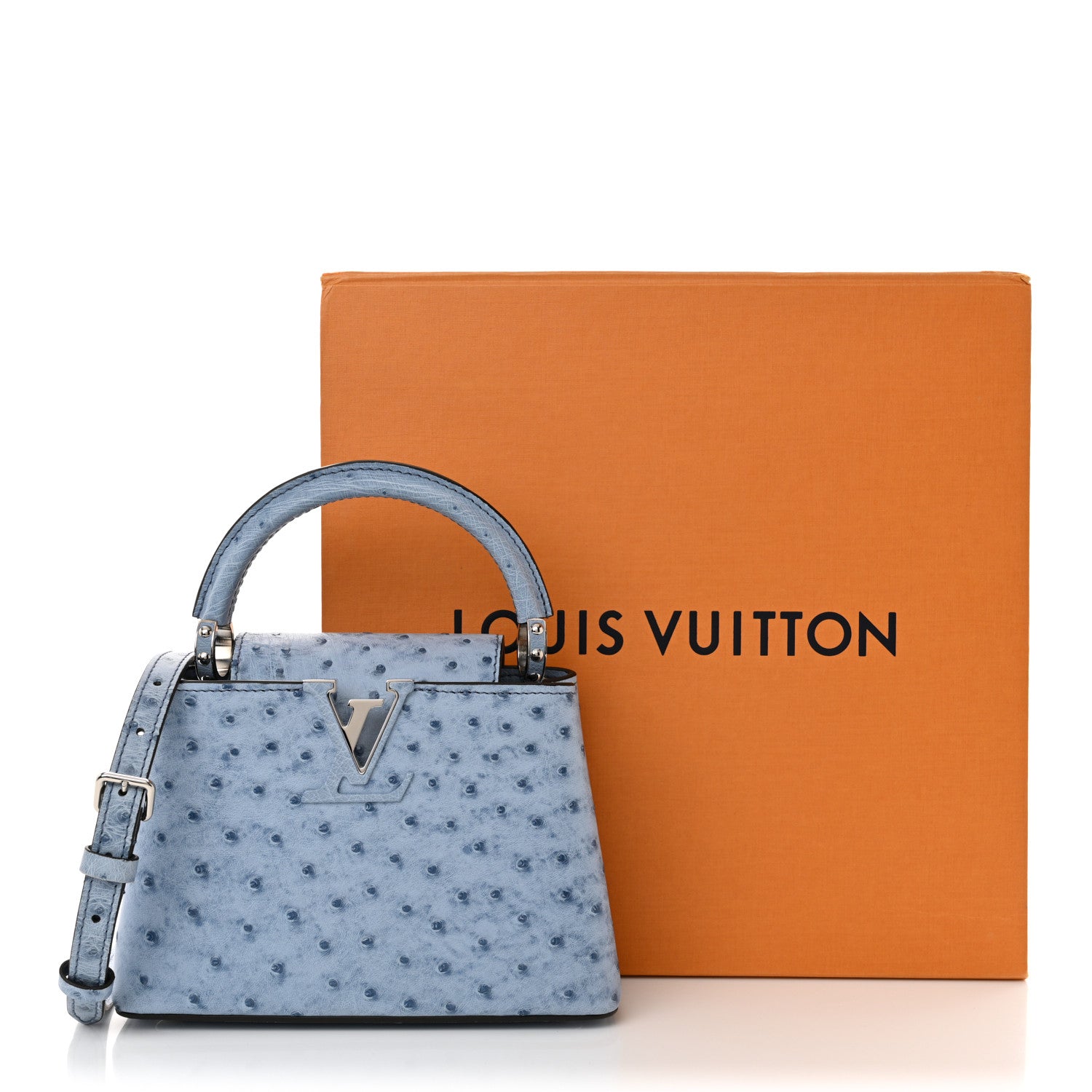 Louis Vuitton Ostrich Capucines Mini Blue Denim 11 of 11