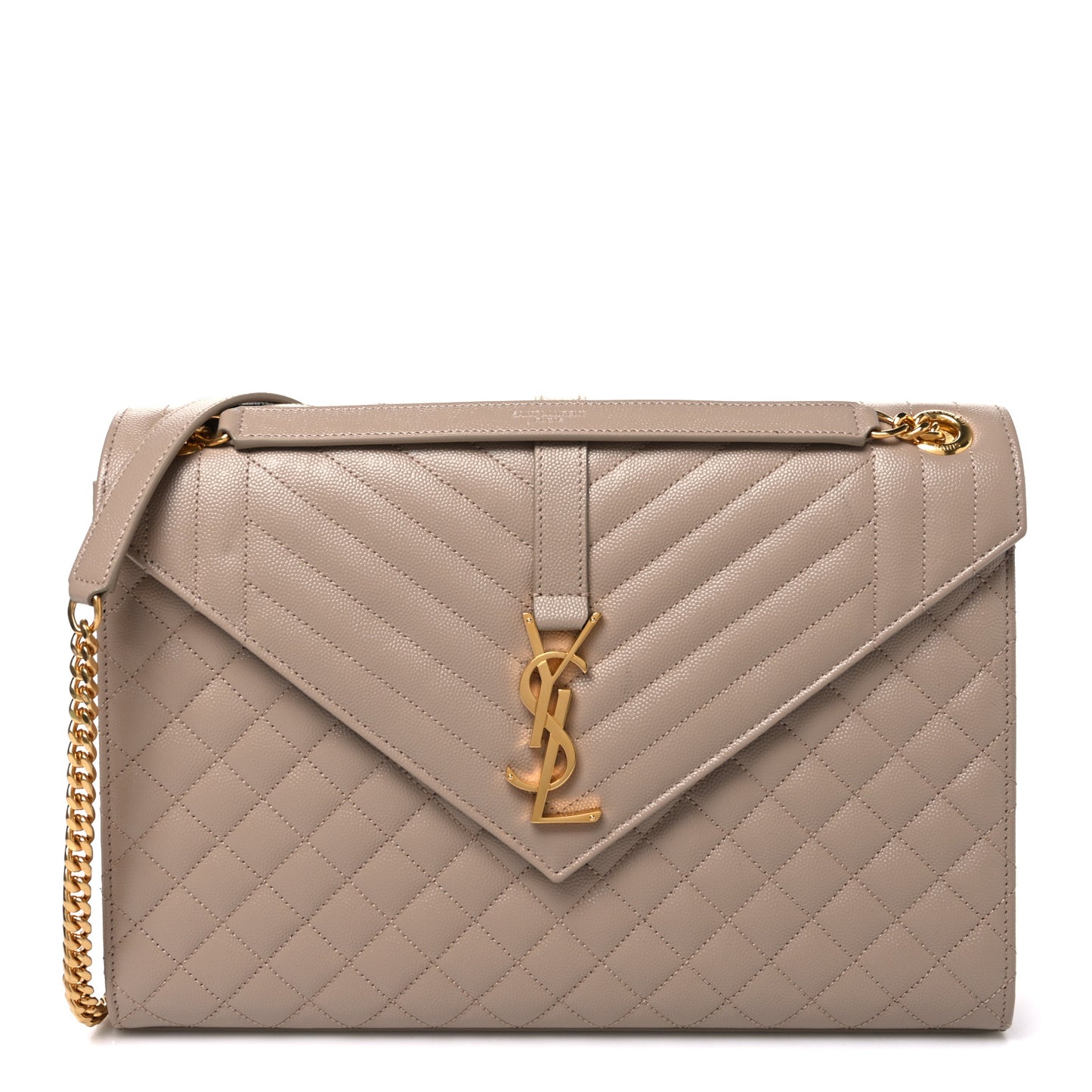 Grain De Poudre Mixed Matelasse Large Triquilt Monogram Satchel Dark Beige
