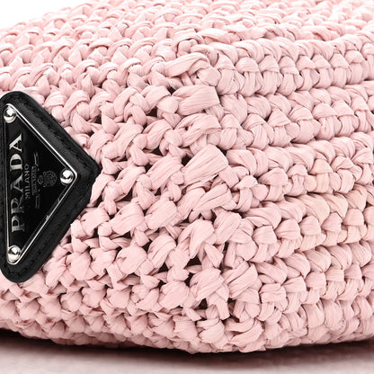 Prada Yarn Raffia Effect Crochet Small Logo Tote Alabastro 9 of 10