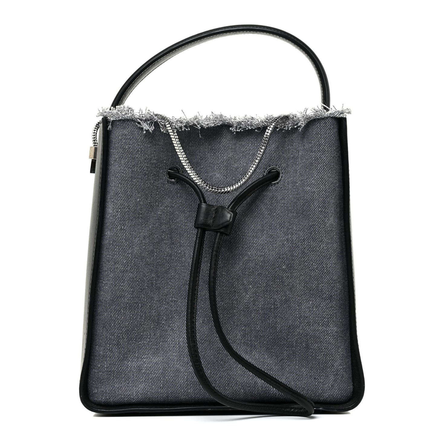 Denim Calfskin Small Soleil Bucket Bag Blue Black