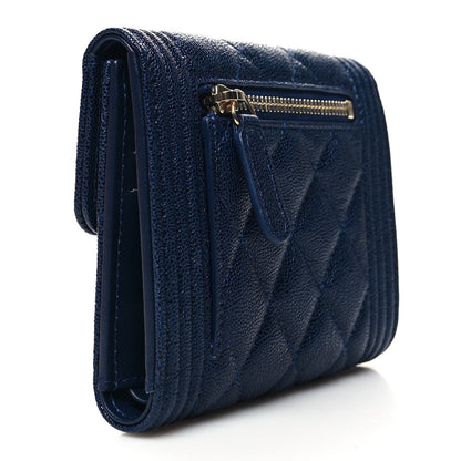 Chanel Caviar Quilted Small Boy Flap Wallet Blue 3 of 9