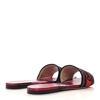 Christian Dior Canvas Tie and Dior Embroidered Dway Flat Slide Sandals 40 Spicy Red 5 of 10
