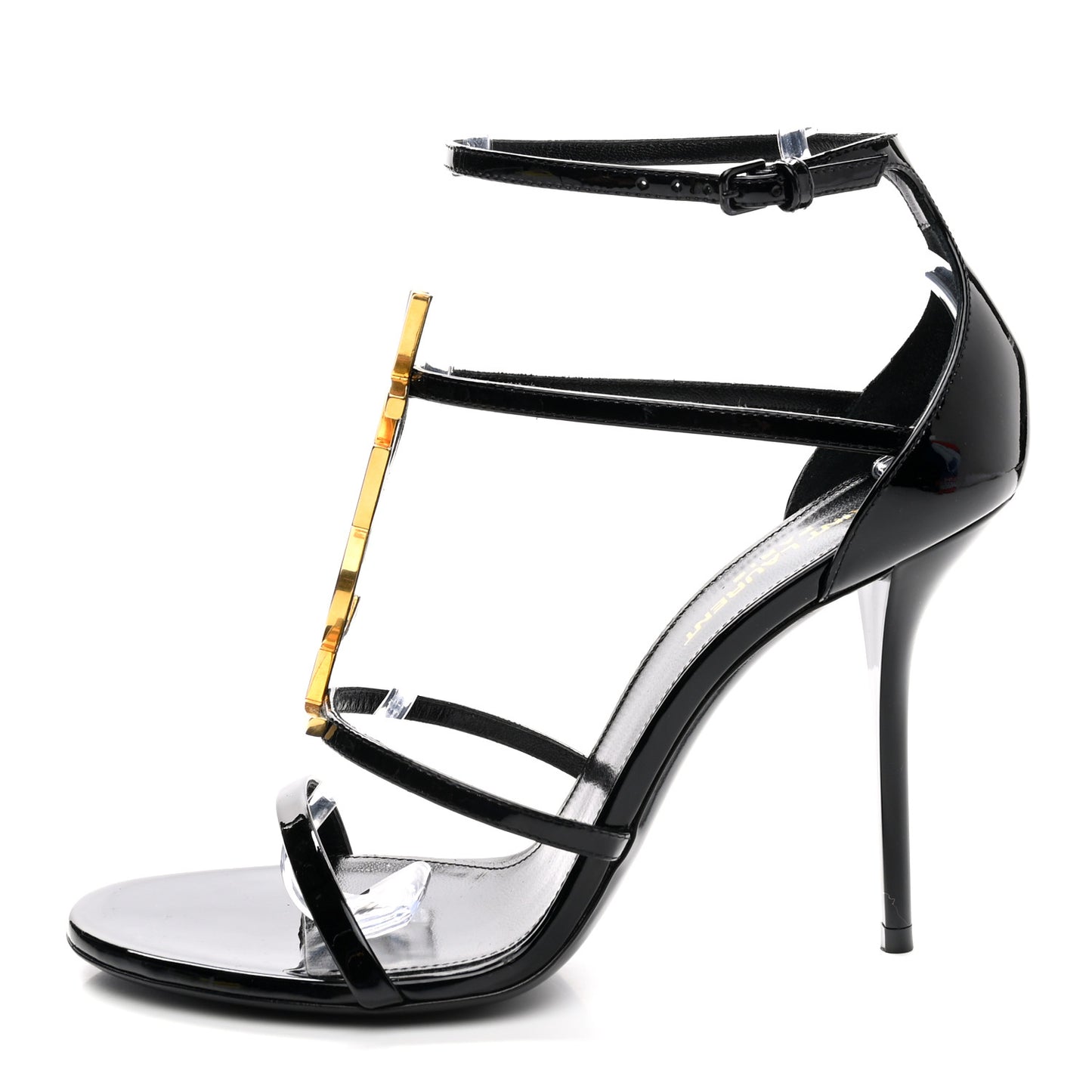 Patent Cassandra 100 Ankle Strap Sandals 39 Black Gold