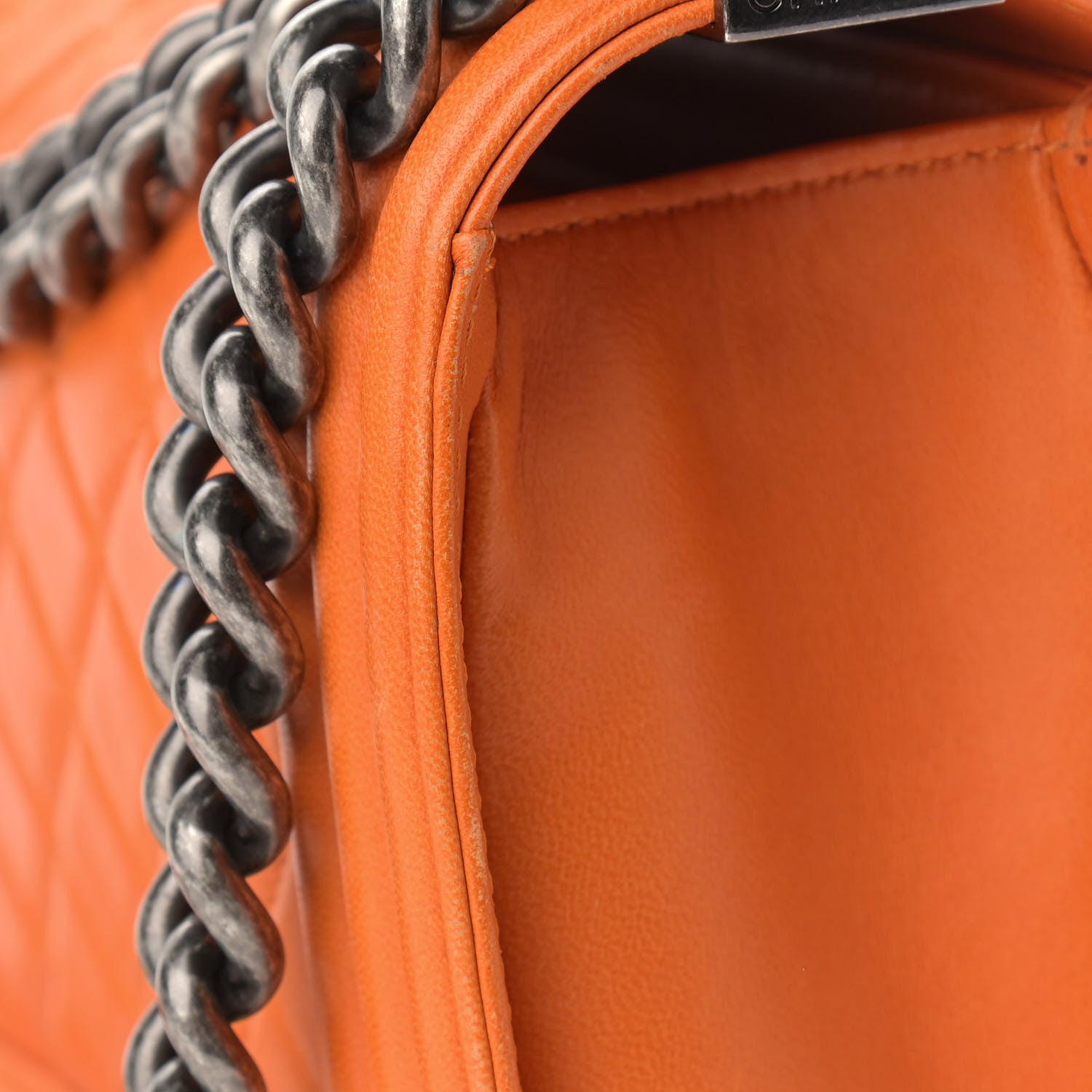 Chanel Lambskin Quilted Medium Boy Flap Orange 13 of 14