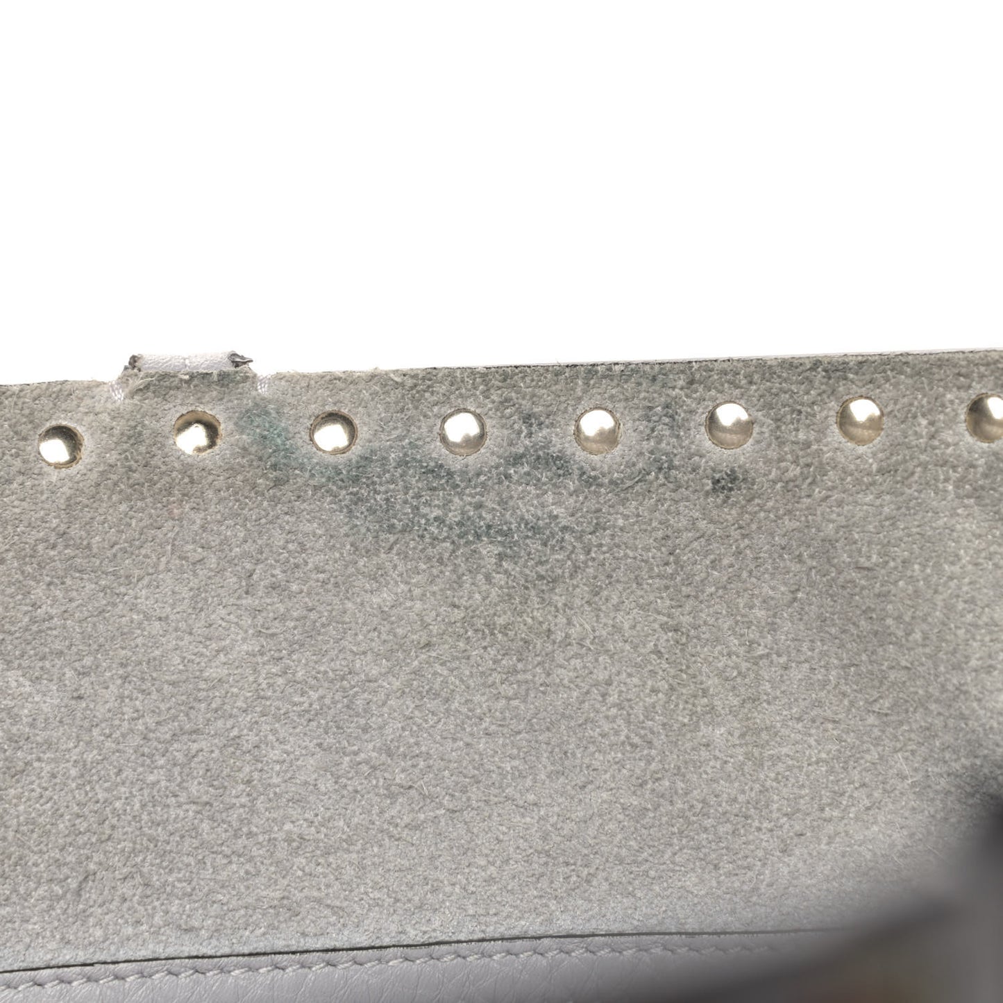 Grained Calfskin Rockstud Shoulder Tote Pastel Grey