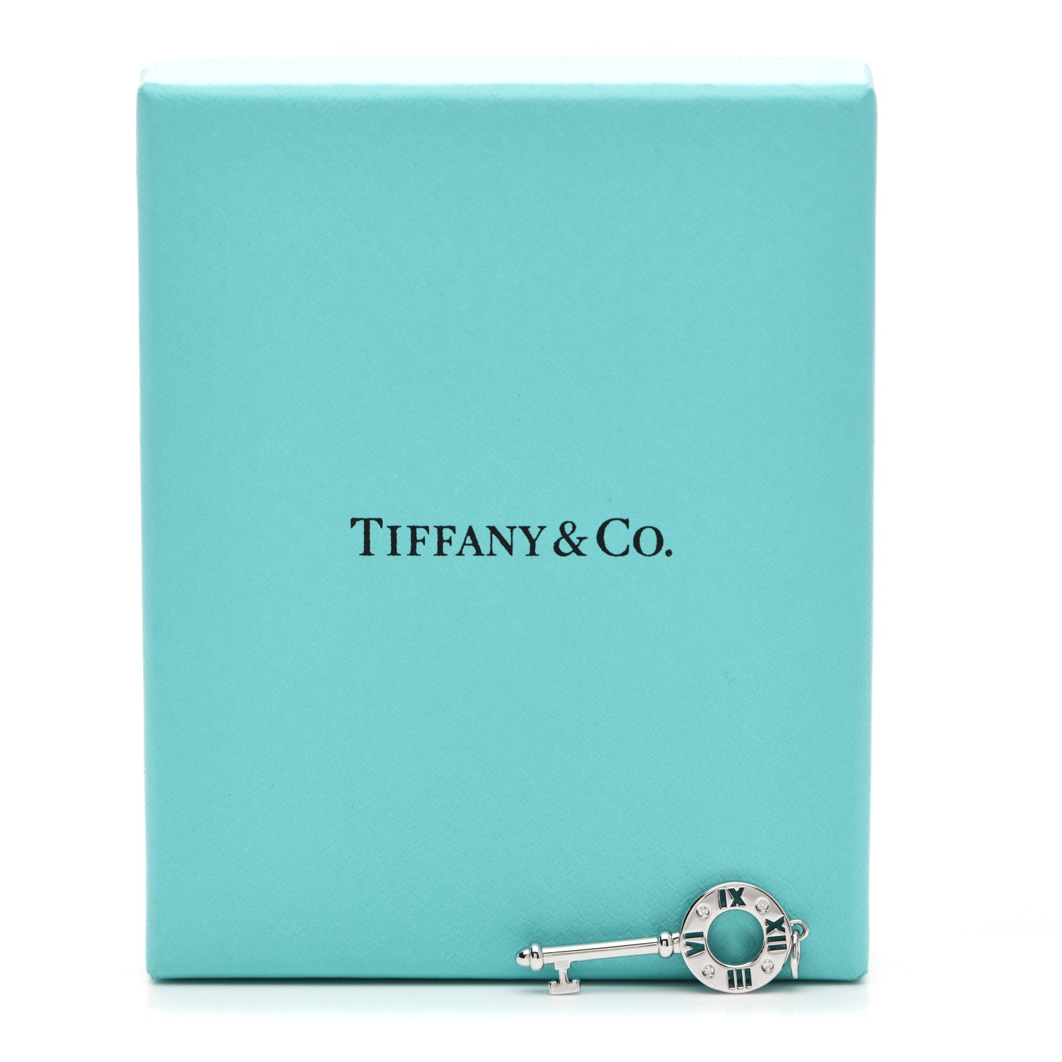 Tiffany 18K White Gold Diamond Atlas Pierced Key Pendant 4 of 4
