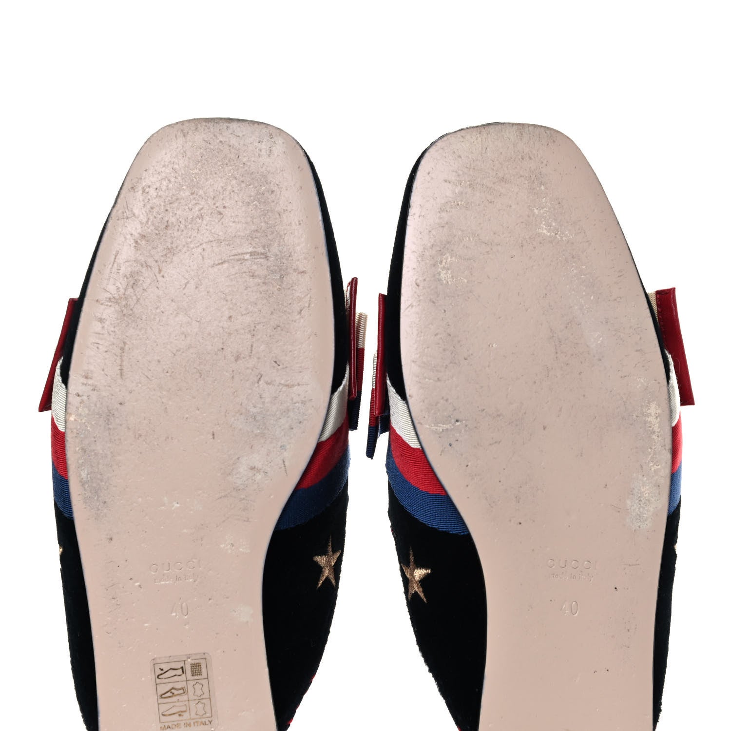 Gucci Velvet Bee Star Embroidered Sylvie Bow Slippers 40 Black 7 of 7