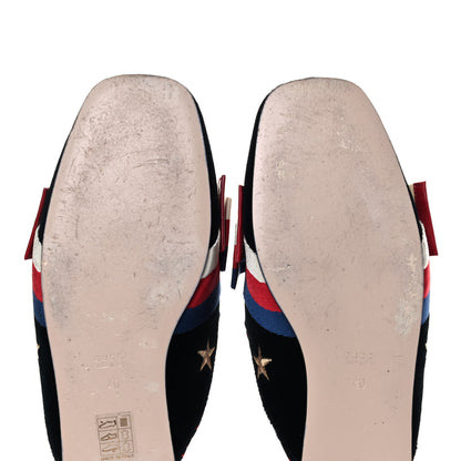 Gucci Velvet Bee Star Embroidered Sylvie Bow Slippers 40 Black 7 of 7