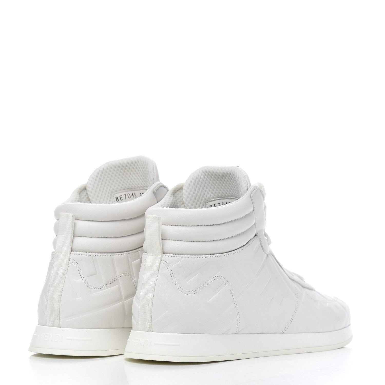 Fendi Nappa Macro FF Embossed Womens High Top Sneakers 37.5 White Ice 4 of 9