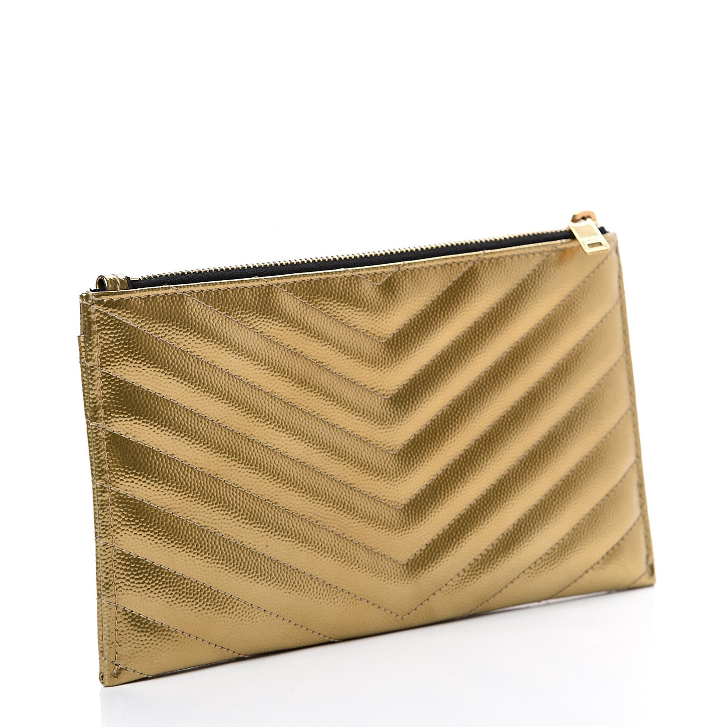 Iridescent Grain De Poudre Matelasse Chevron Monogram Bill Pouch Gold