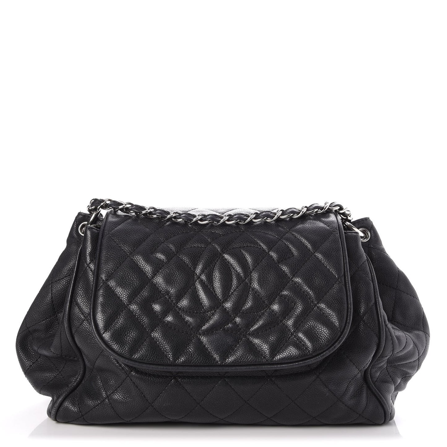 Caviar Quilted Timeless Accordion Flap Black