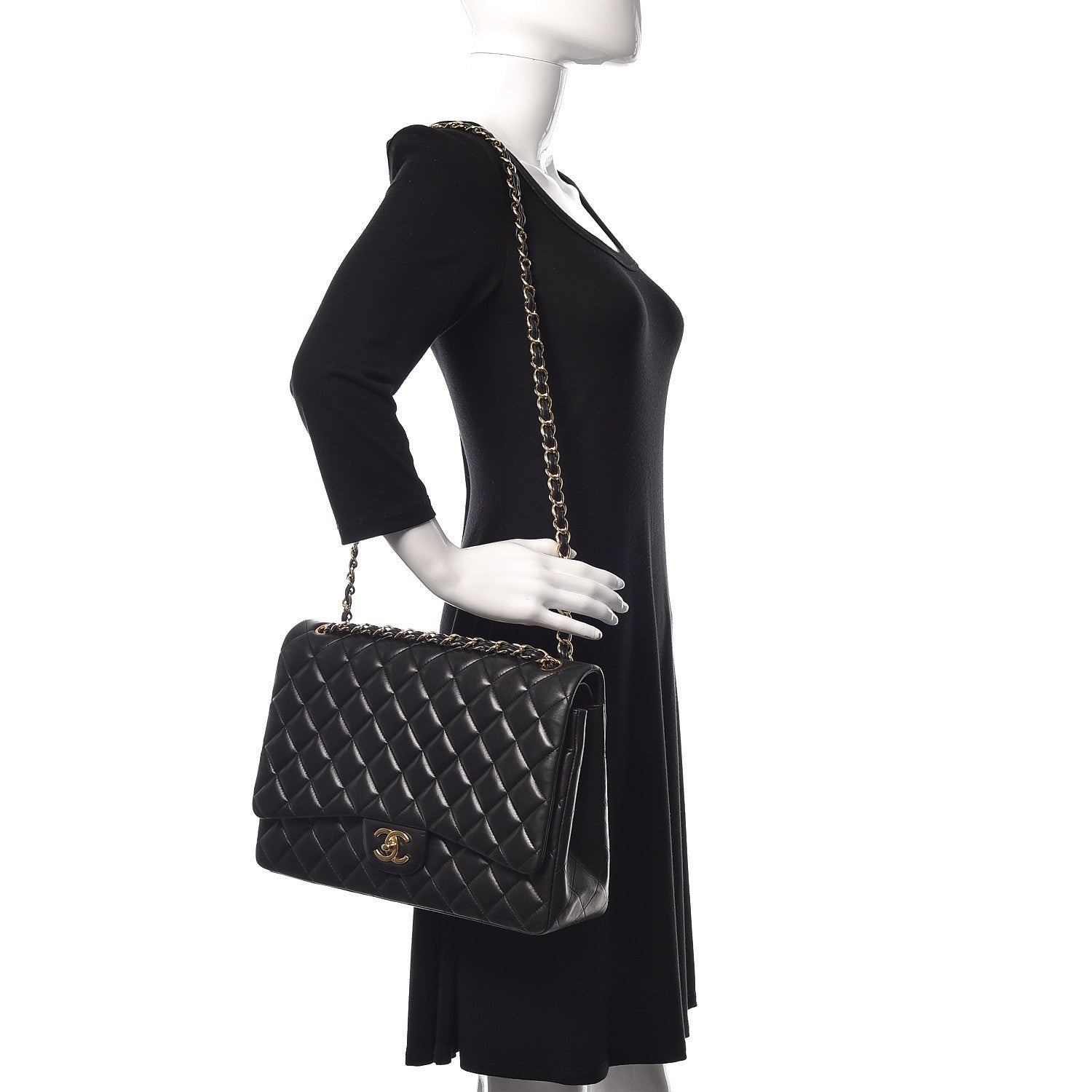 Chanel Lambskin Quilted Maxi Double Flap Black 2 of 10