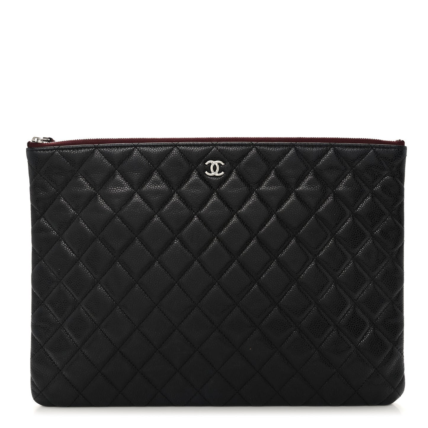 Caviar Quilted Large Cosmetic Case Black