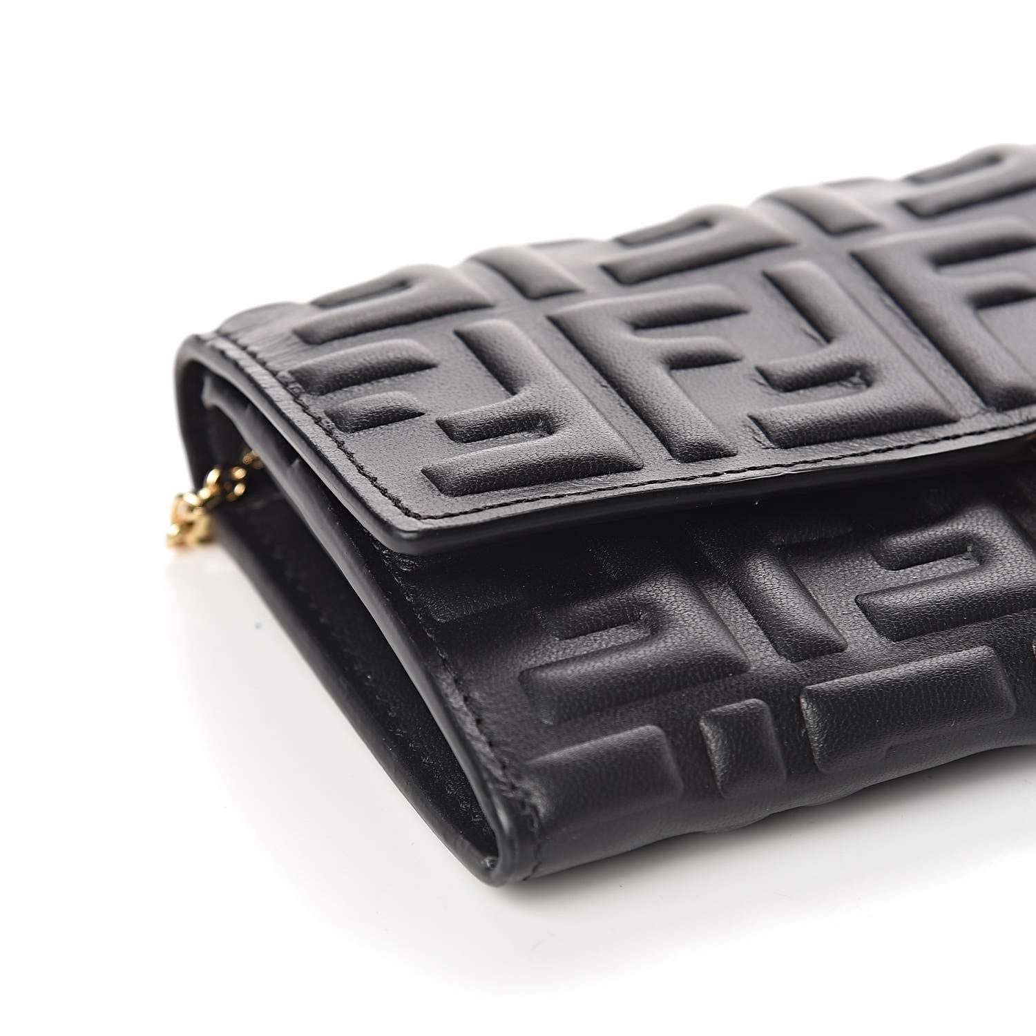 Fendi Nappa Matisse FF Embossed Continental Wallet On Chain Black 8 of 10