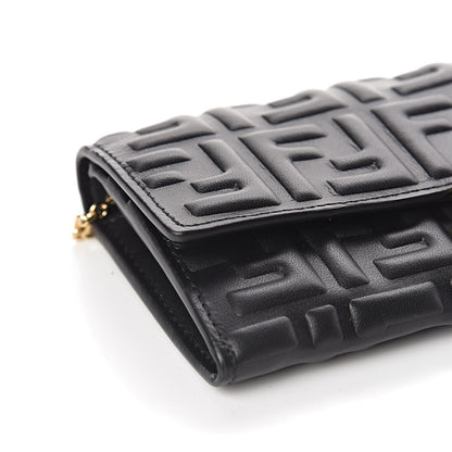 Fendi Nappa Matisse FF Embossed Continental Wallet On Chain Black 8 of 10