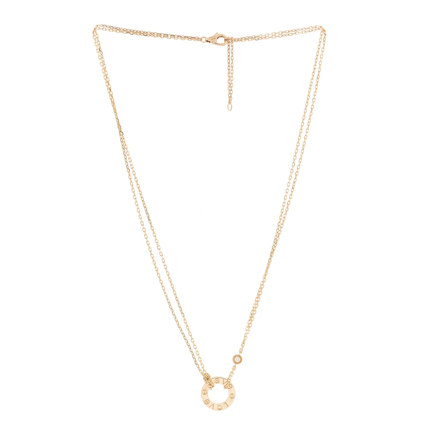 18K Yellow Gold 2 Diamond LOVE Necklace