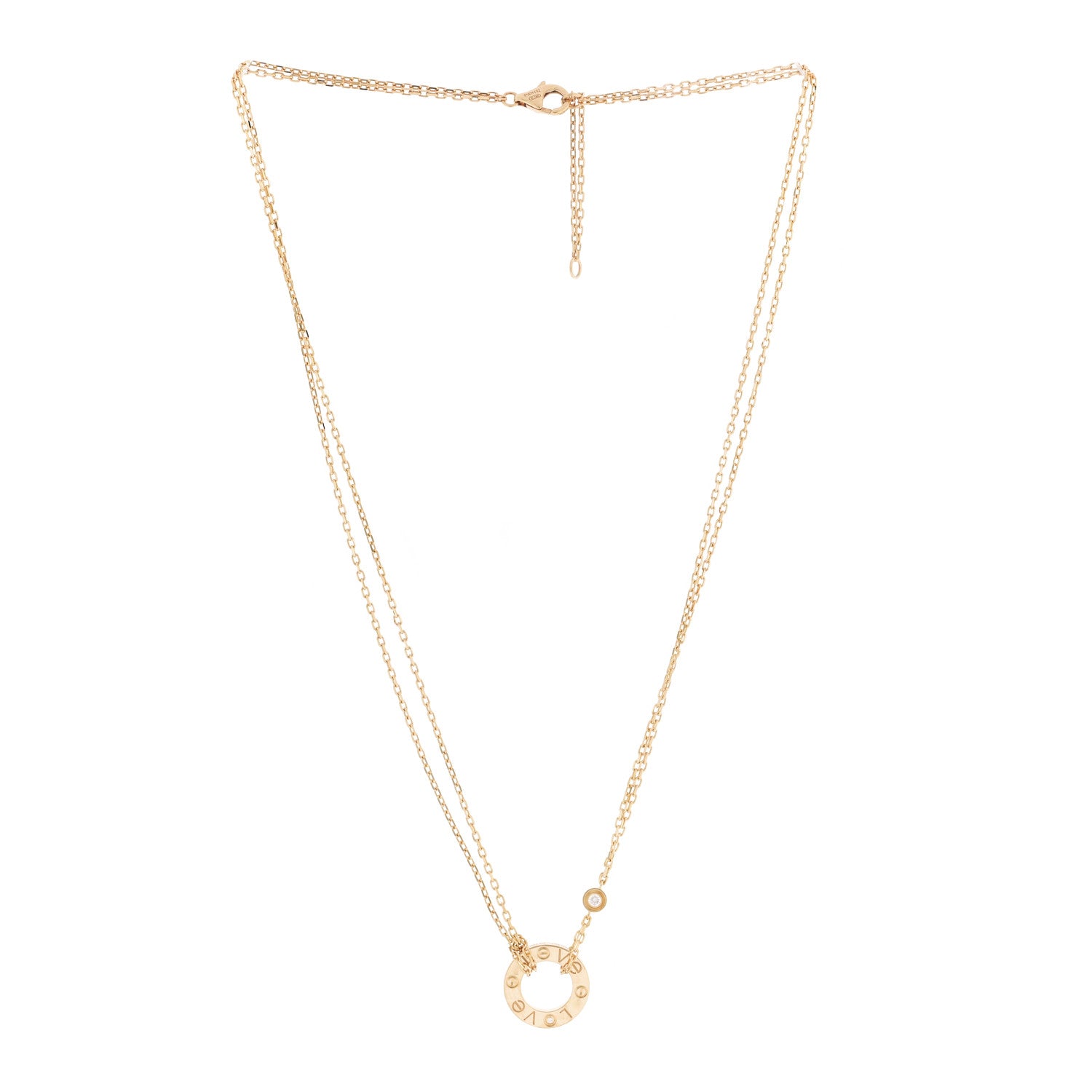 Cartier 18K Yellow Gold 2 Diamond LOVE Necklace 3 of 6