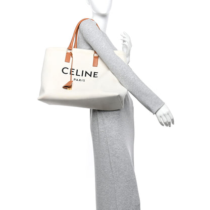 Celine Canvas Calfskin Horizontal Cabas Natural Tan 2 of 14